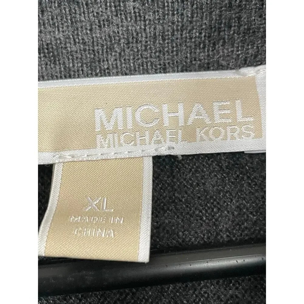 Michael Kors Gray zipper accent Cowl-neck long sleeve sweater XL